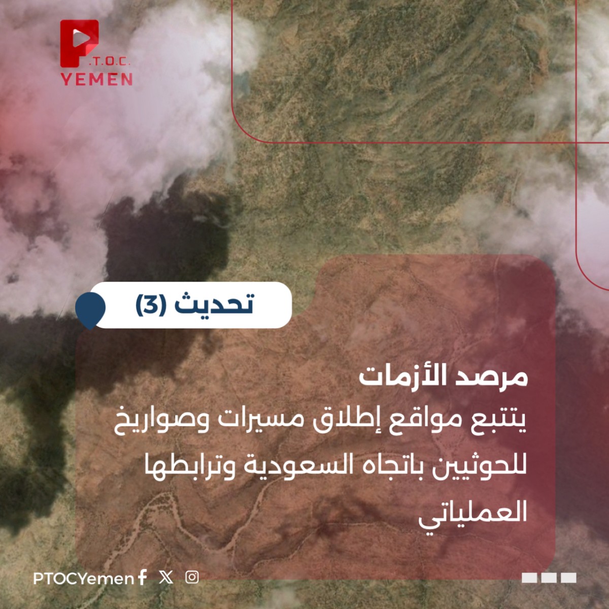 مرصد الازمات يتتبع مواقع إطلاق مسيرات وصواريخ للحوثيين باتجاه السعودية وترابطها العملياتي (تحديث أولي 3)